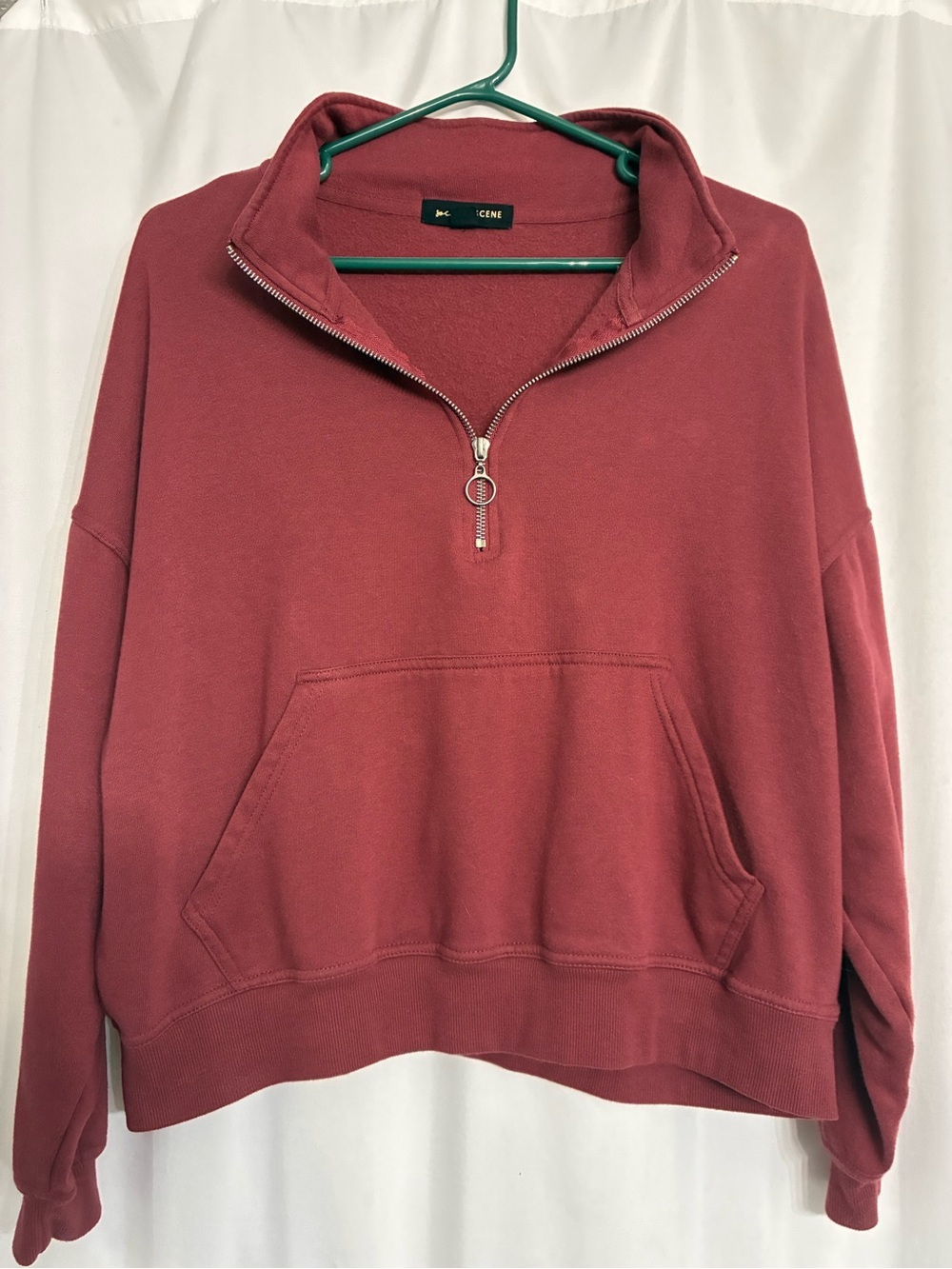 Half-Zip Mock Neck Sweatshirt in Rose